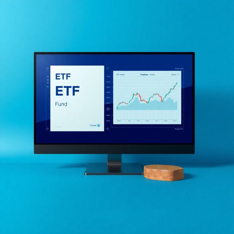 Prospekt ETF fonda uz graf dionica na indigo-plavom ekranu